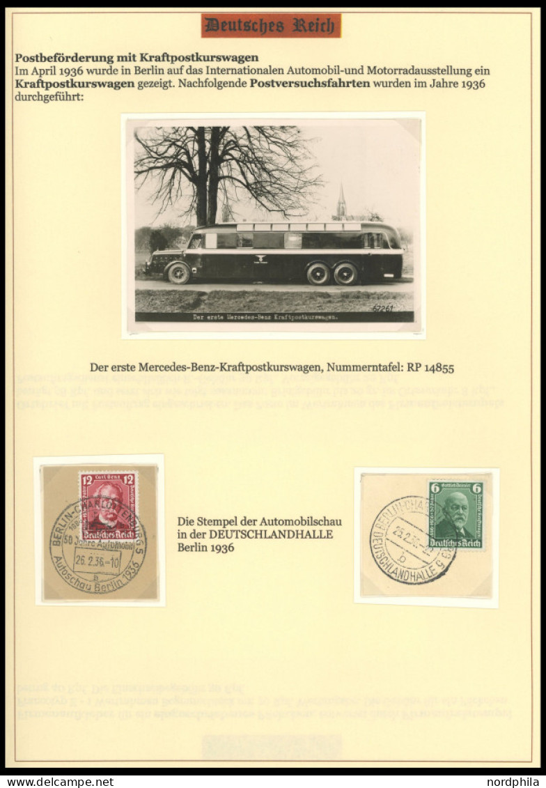 SAMMLUNGEN 1936, Spezialsammlung: Kraftkurspost Versuchsfahrten, Die Versuchsfahrten 1 - 12 Komplett Auf Belegen, Ausfüh - Lettres & Documents