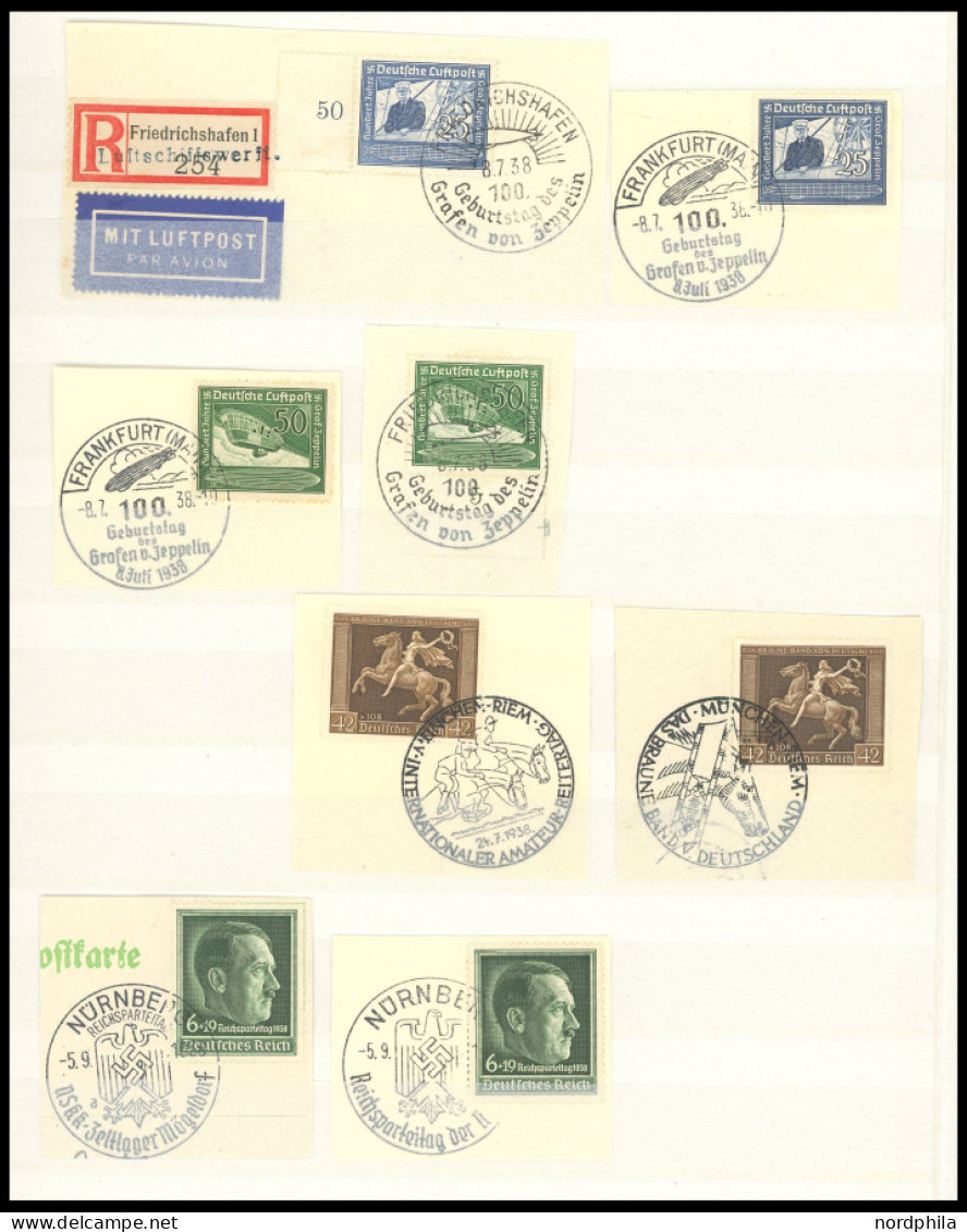 SAMMLUNGEN 1937-45, Saubere Sammlung Von 450 Werten Auf Briefstücken Mit Sonderstempeln, Alle Verschieden, Prachtsammlun - Other & Unclassified