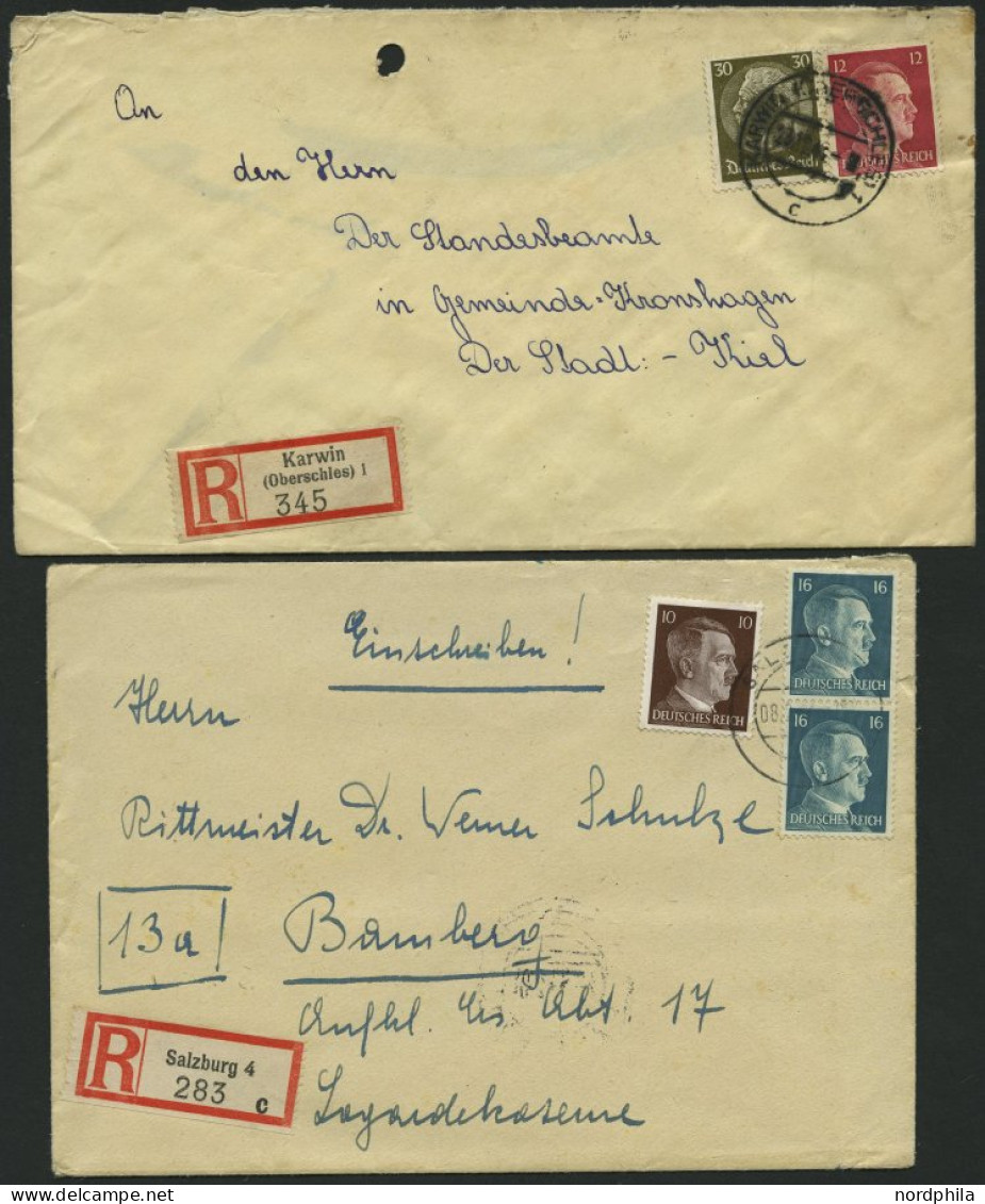 LOTS 1941-45, Partie Von 47 Verschiedenen Belegen Mit Hitler-Freimarken Frankaturen, Teils Seltene Kombinationen, Meist  - Briefe U. Dokumente