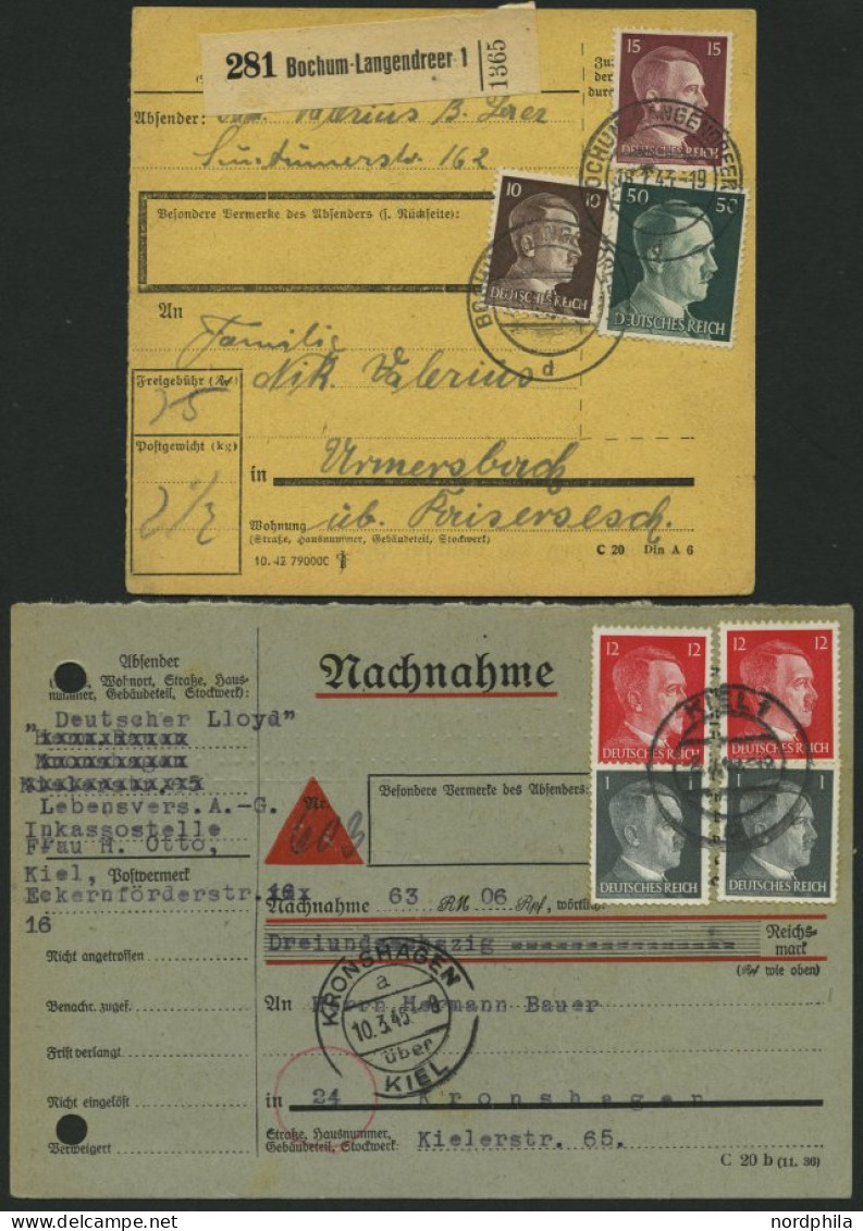 LOTS 1941-45, Partie von 47 verschiedenen Belegen mit Hitler-Freimarken Frankaturen, teils seltene Kombinationen, meist 