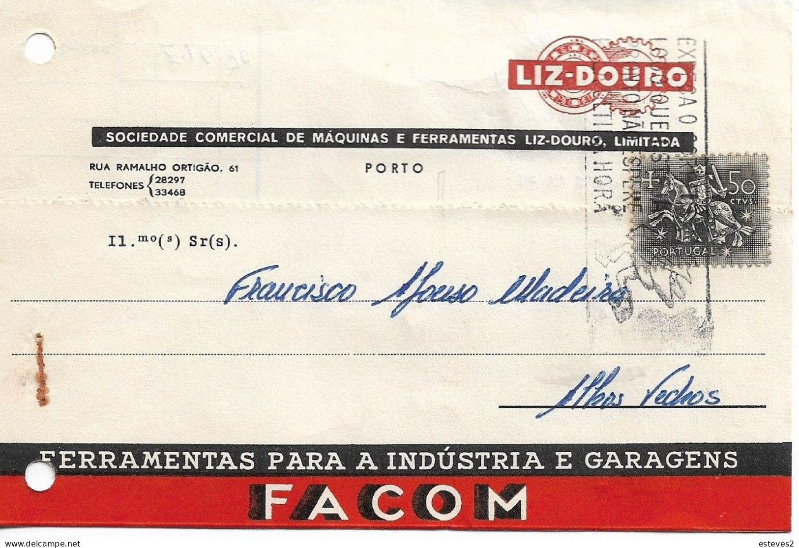 Portugal , 1962 , LIZ-DOURO , FACOM  Workshop Tools , Porto , Commercial Postcard - Portugal