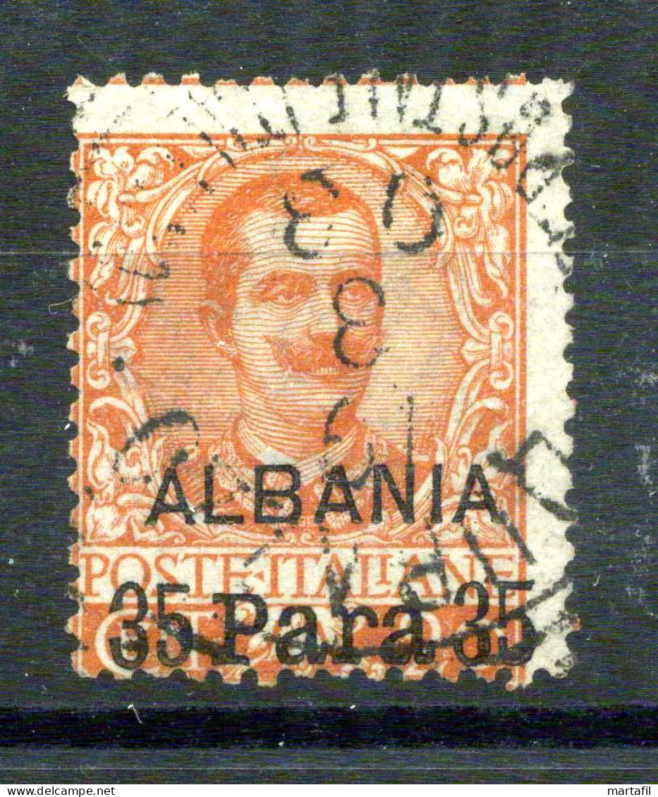 1902 LEVANTE Albania N.2 35 Pa. Su 20 Centesimi Arancio USATO - Albanië