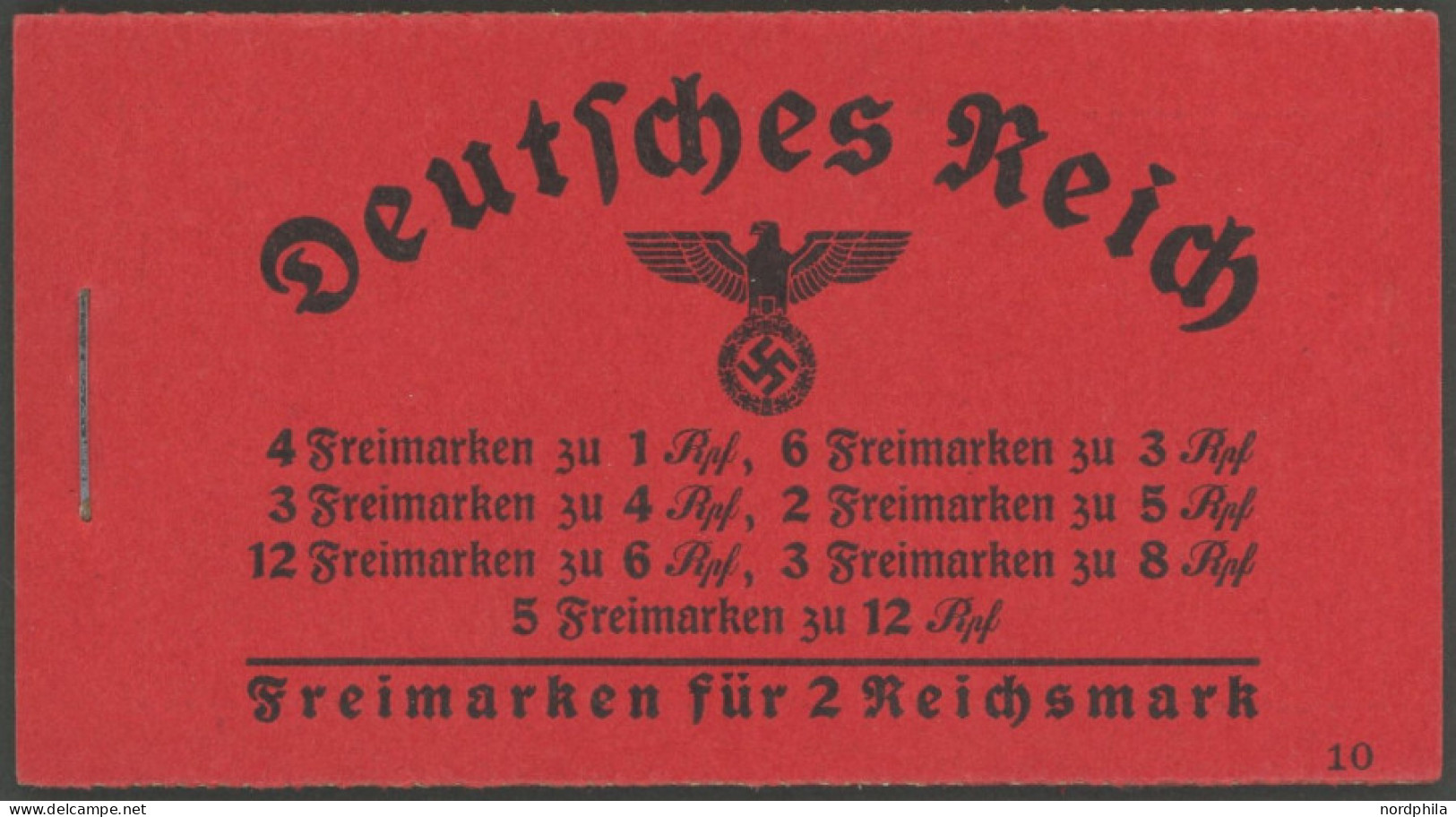 ZUSAMMENDRUCKE MH 38.2 , 1939, Markenheftchen Hindenburg, ONr. 10, Postfrisch, Beim H-Blatt 97 Zwei Werte Haftstellen So - Se-Tenant