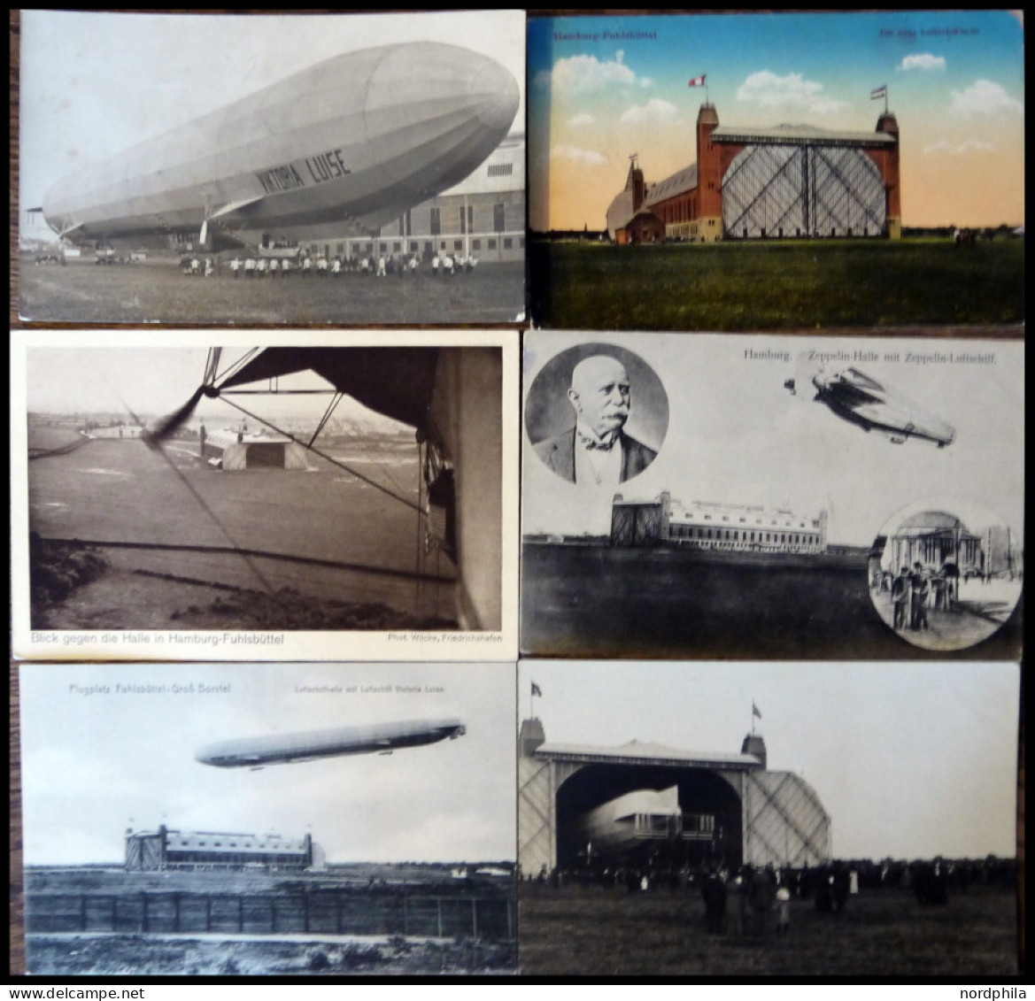 ALTE ANSICHTSKARTEN 1912, Flugplatz Fuhlsbüttel, 6 Verschiedene Ansichtskarten, U.a. Feldpostkarte Mit Viktoria Luise, E - Autres & Non Classés