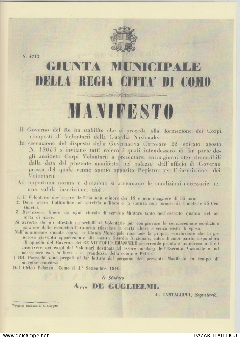 TEMATICA GARIBALDI COLLEZIONE CELEBRAZIONE 150° ANNIVERSARIO CON RARO MANIFESTO