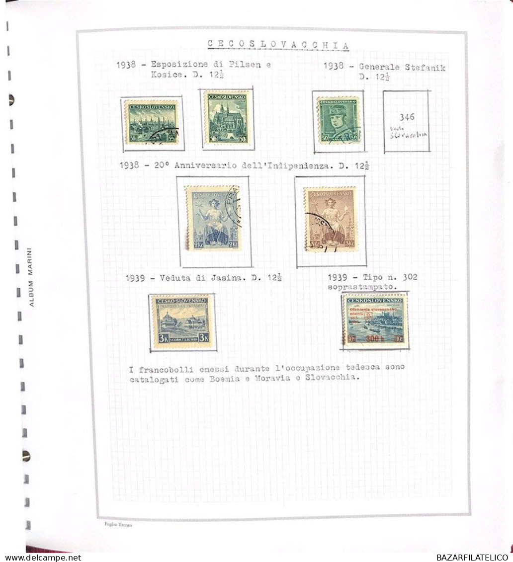 COLLEZIONE DELLA CECOSLOVACCHIA DAL 1918 AL 1985 SU 5 ALBUM USATI / G.I MNH**