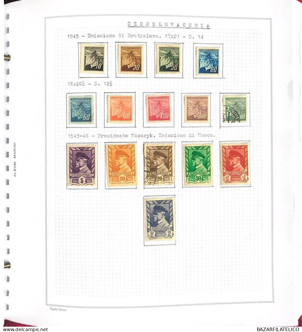 COLLEZIONE DELLA CECOSLOVACCHIA DAL 1918 AL 1985 SU 5 ALBUM USATI / G.I MNH**