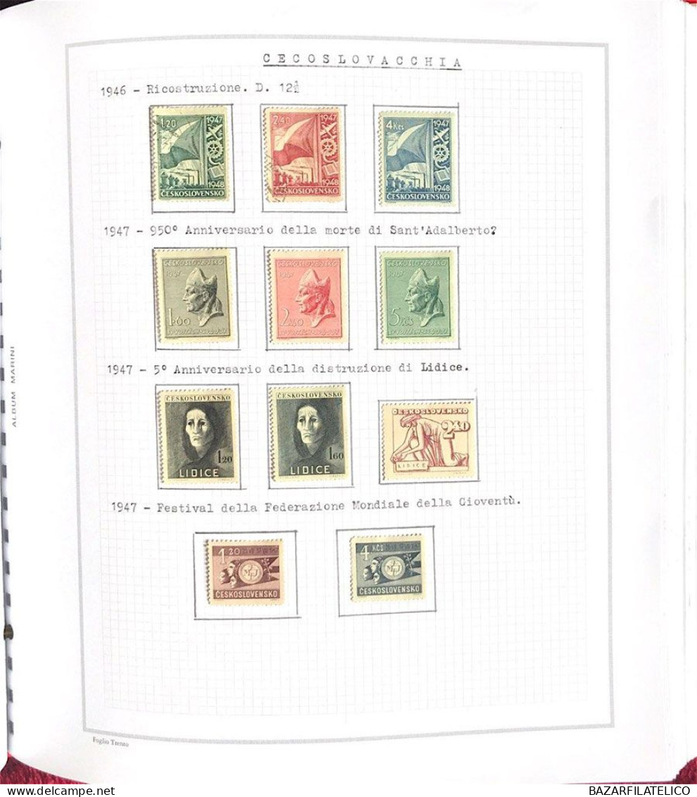 COLLEZIONE DELLA CECOSLOVACCHIA DAL 1918 AL 1985 SU 5 ALBUM USATI / G.I MNH**