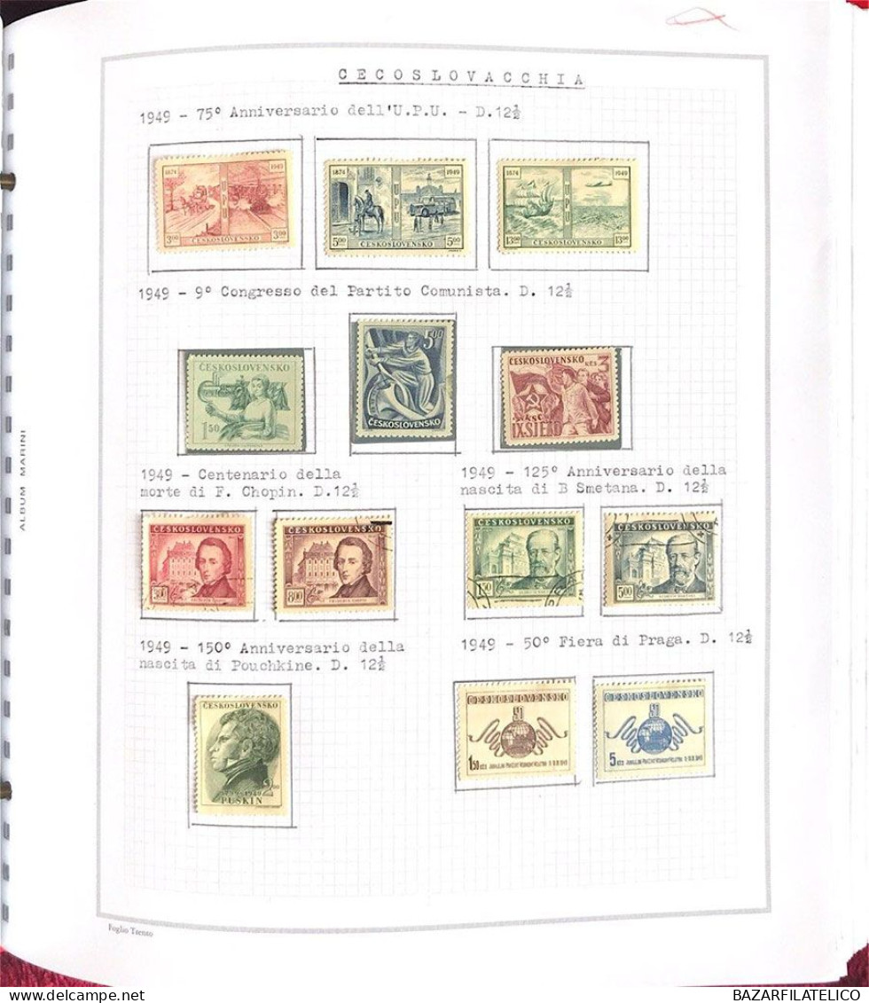 COLLEZIONE DELLA CECOSLOVACCHIA DAL 1918 AL 1985 SU 5 ALBUM USATI / G.I MNH**