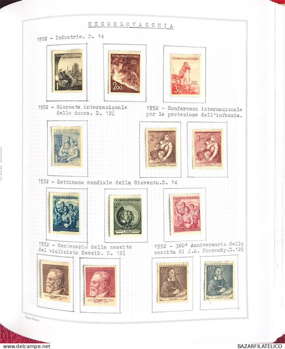 COLLEZIONE DELLA CECOSLOVACCHIA DAL 1918 AL 1985 SU 5 ALBUM USATI / G.I MNH**