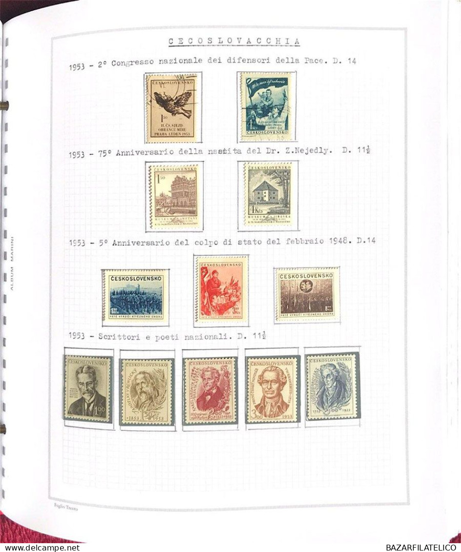 COLLEZIONE DELLA CECOSLOVACCHIA DAL 1918 AL 1985 SU 5 ALBUM USATI / G.I MNH**