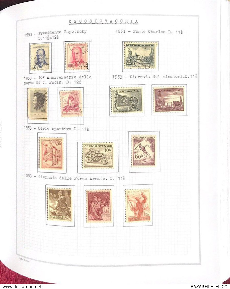 COLLEZIONE DELLA CECOSLOVACCHIA DAL 1918 AL 1985 SU 5 ALBUM USATI / G.I MNH**