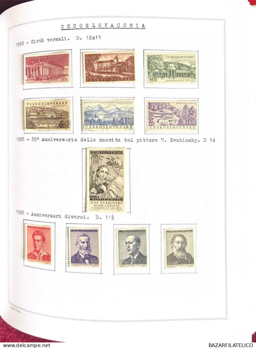 COLLEZIONE DELLA CECOSLOVACCHIA DAL 1918 AL 1985 SU 5 ALBUM USATI / G.I MNH**