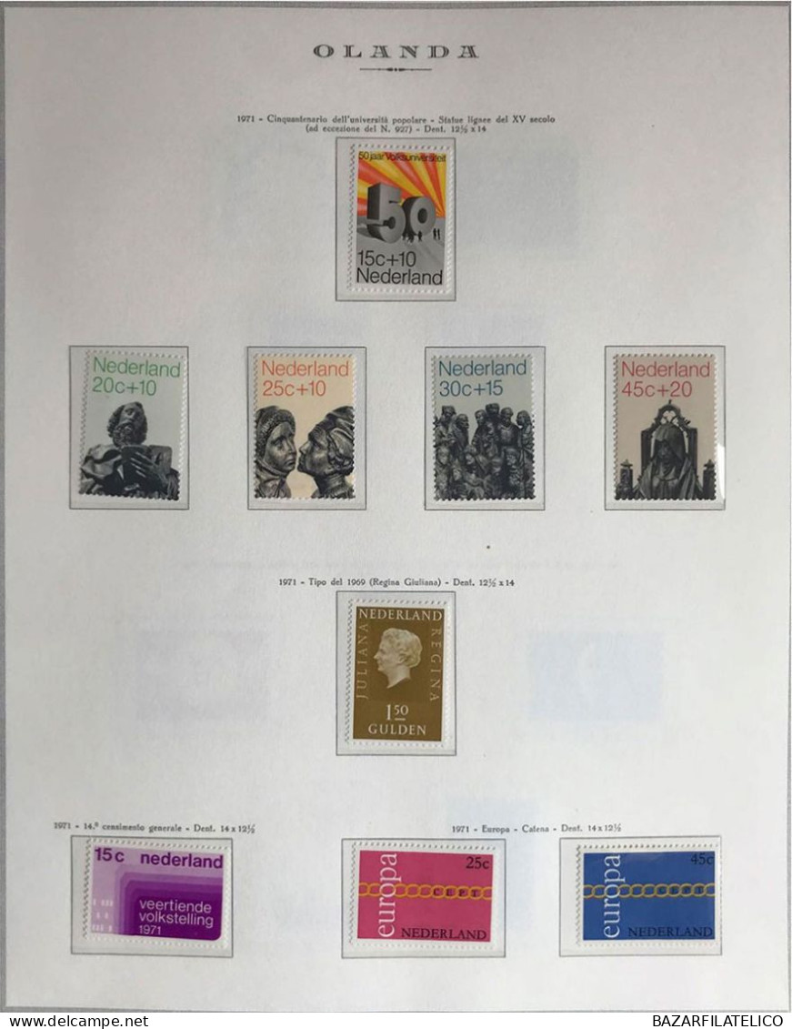 COLLEZIONE DELL'OLANDA DAL 1966 AL 1977 G.I MNH** + SERVIZI