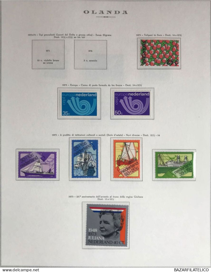 COLLEZIONE DELL'OLANDA DAL 1966 AL 1977 G.I MNH** + SERVIZI