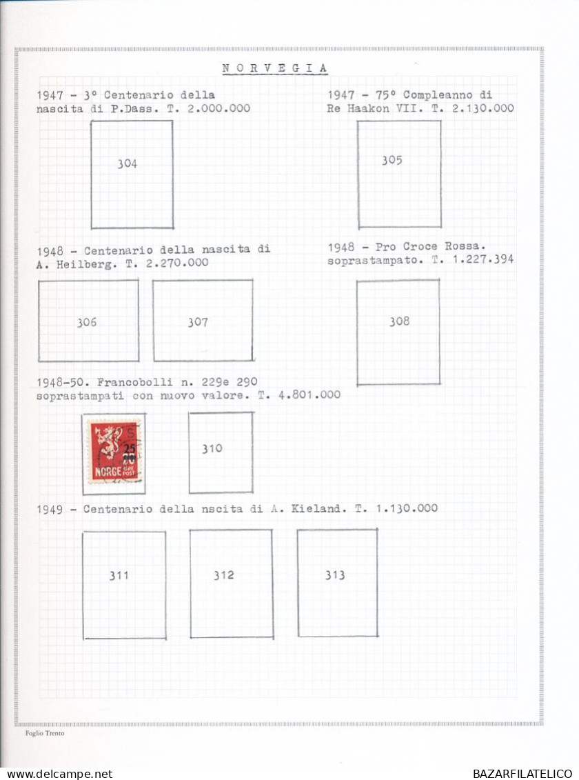 COLLEZIONE NORVEGIA SU ALBUM CON FOGLI AUTOCOSTRUITI G.I / G.O / USATA
