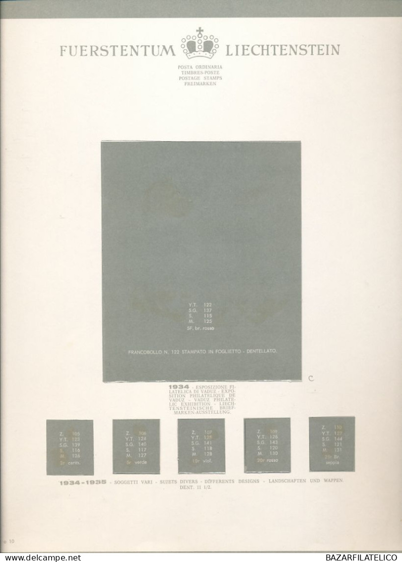 COLLEZIONE DEL LIECHTENSTEIN SU ALBUM E FOGLI BOLAFFI 1912 AL 1960 G.I / G.O