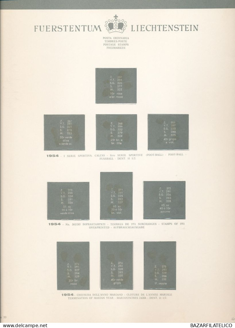 COLLEZIONE DEL LIECHTENSTEIN SU ALBUM E FOGLI BOLAFFI 1912 AL 1960 G.I / G.O