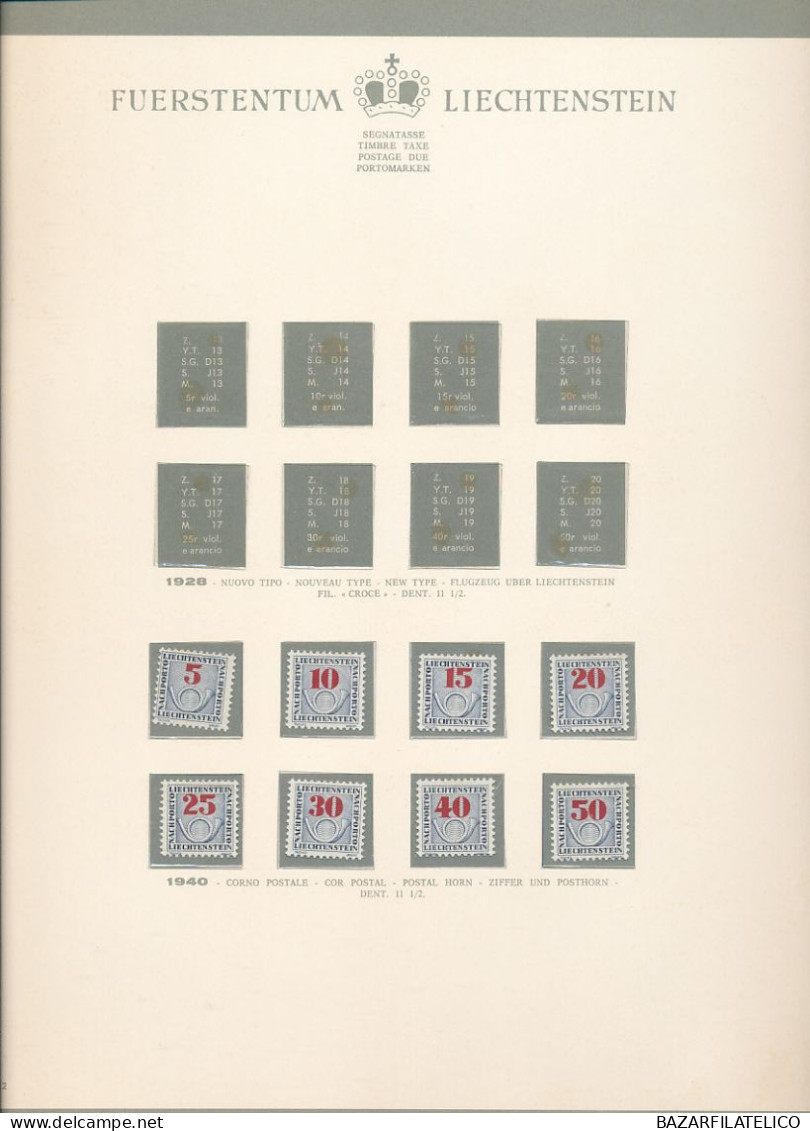 COLLEZIONE DEL LIECHTENSTEIN SU ALBUM E FOGLI BOLAFFI 1912 AL 1960 G.I / G.O