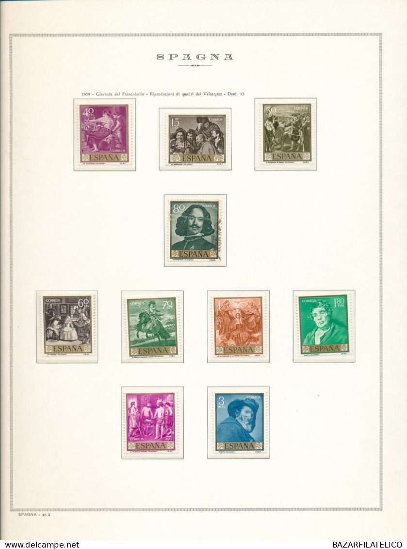 SPAGNA COLLEZIONE SULLE OPERE D'ARTE DIPINTI SU FOGLI MARINI 1958/80 G.I MNH** - Collezioni