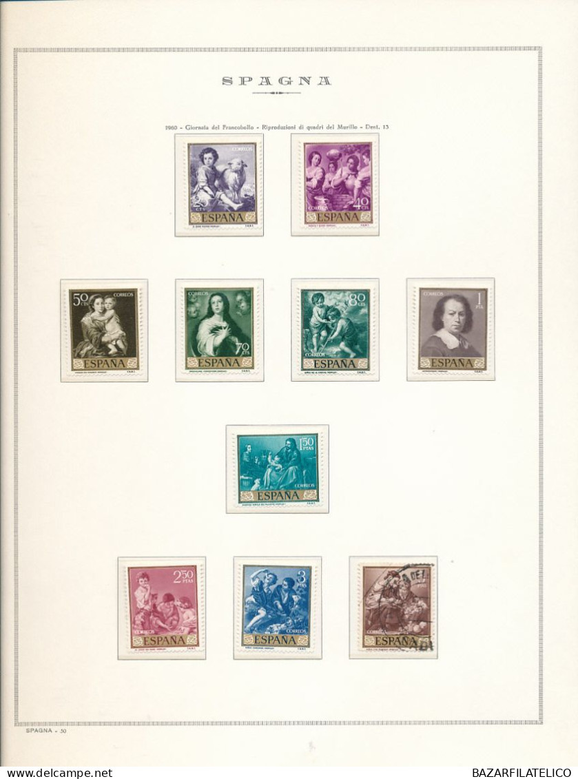 SPAGNA COLLEZIONE SULLE OPERE D'ARTE DIPINTI SU FOGLI MARINI 1958/80 G.I MNH** - Collections