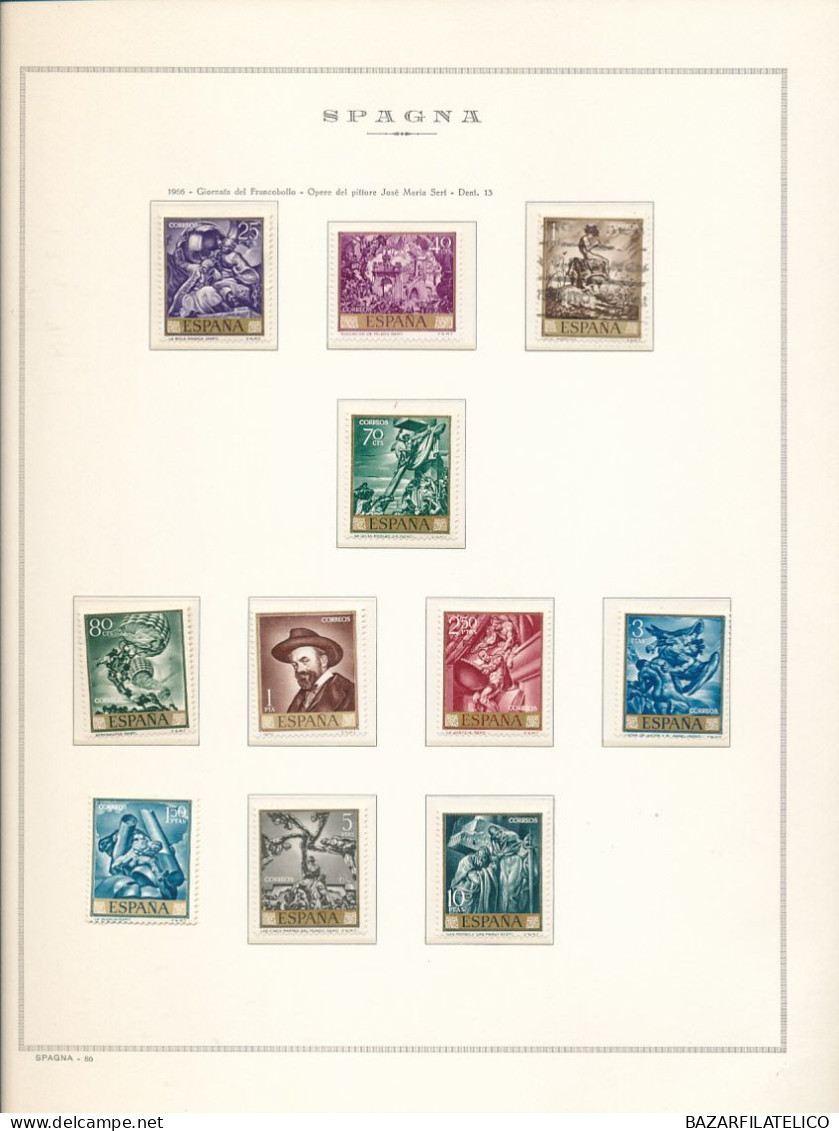 SPAGNA COLLEZIONE SULLE OPERE D'ARTE DIPINTI SU FOGLI MARINI 1958/80 G.I MNH**