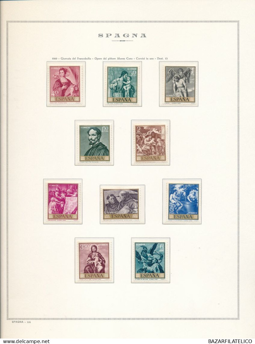 SPAGNA COLLEZIONE SULLE OPERE D'ARTE DIPINTI SU FOGLI MARINI 1958/80 G.I MNH**