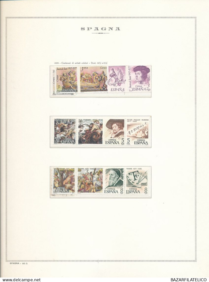 SPAGNA COLLEZIONE SULLE OPERE D'ARTE DIPINTI SU FOGLI MARINI 1958/80 G.I MNH**