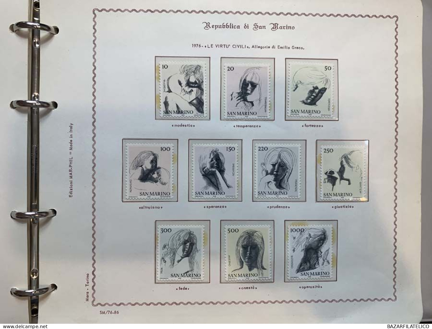 SAN MARINO COLLEZIONE DAL 1971 AL 1983 SU 1 ALBUM ROSSO G.I MNH**