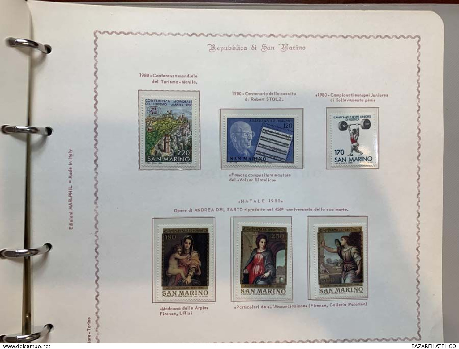 SAN MARINO COLLEZIONE DAL 1971 AL 1983 SU 1 ALBUM ROSSO G.I MNH**