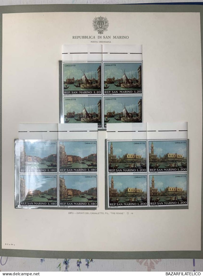 SAN MARINO COLLEZIONE IN QUARTINA DAL 1971 AL 1976 SU 1 ALBUM BOLAFFI G.I MNH** - Collections, Lots & Series