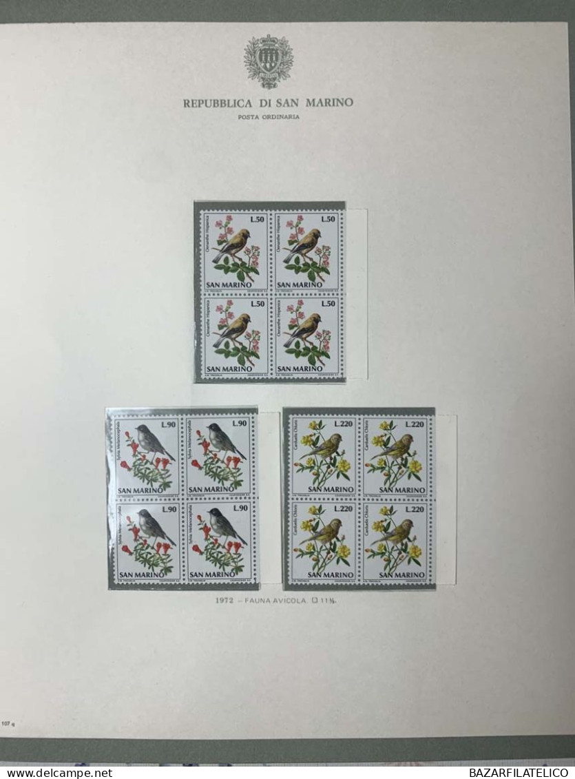 SAN MARINO COLLEZIONE IN QUARTINA DAL 1971 AL 1976 SU 1 ALBUM BOLAFFI G.I MNH**