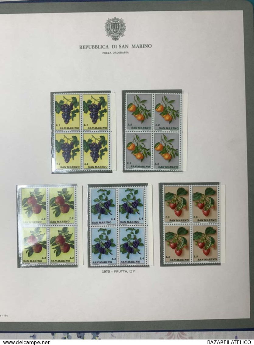 SAN MARINO COLLEZIONE IN QUARTINA DAL 1971 AL 1976 SU 1 ALBUM BOLAFFI G.I MNH**