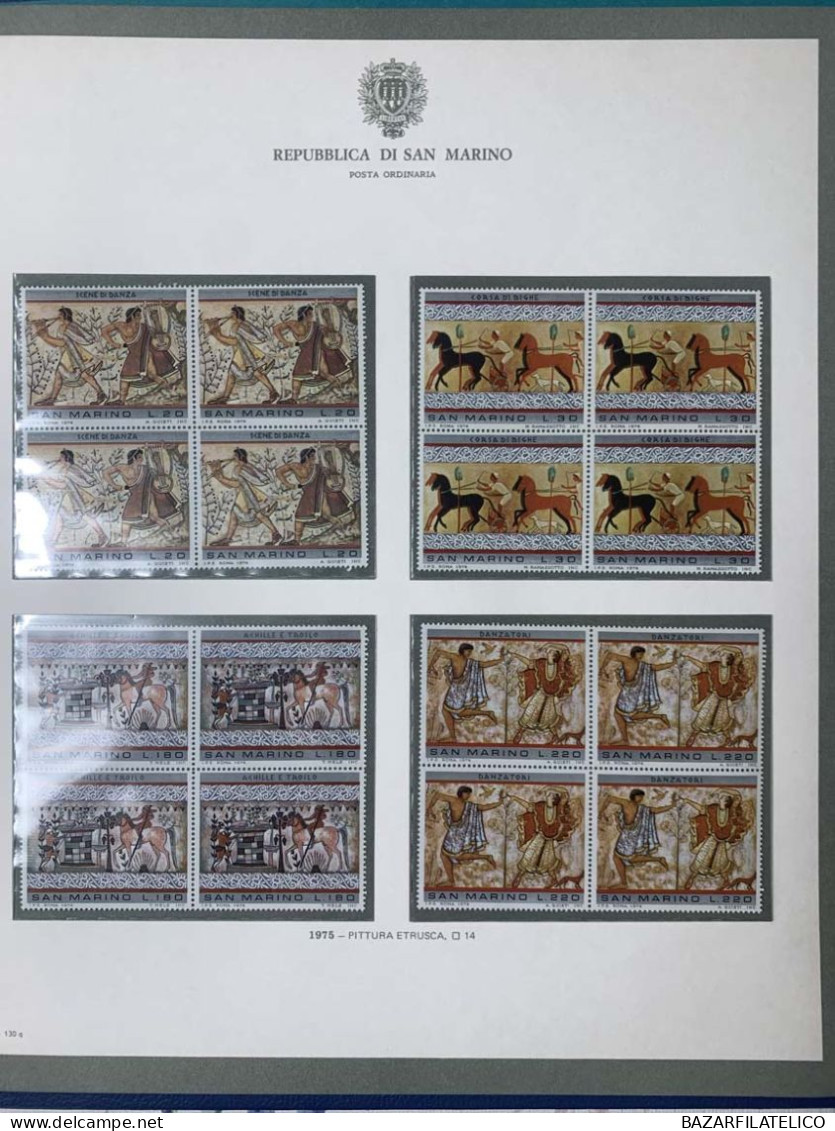 SAN MARINO COLLEZIONE IN QUARTINA DAL 1971 AL 1976 SU 1 ALBUM BOLAFFI G.I MNH**