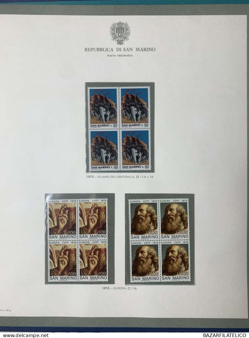 SAN MARINO COLLEZIONE IN QUARTINA DAL 1971 AL 1976 SU 1 ALBUM BOLAFFI G.I MNH**