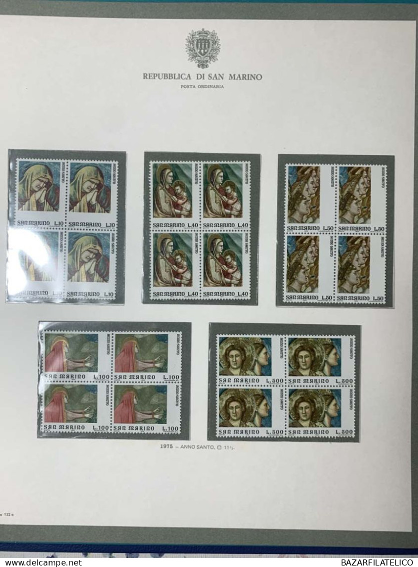 SAN MARINO COLLEZIONE IN QUARTINA DAL 1971 AL 1976 SU 1 ALBUM BOLAFFI G.I MNH**