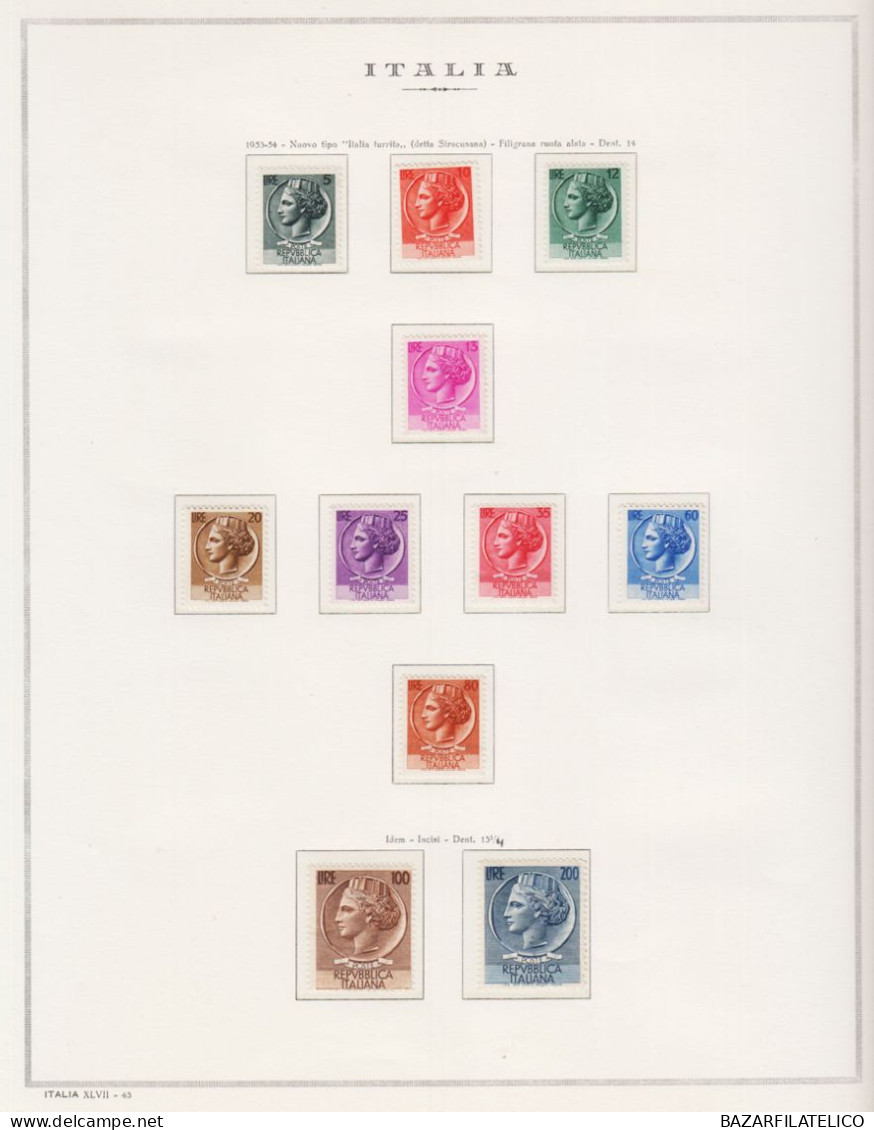 REPUBBLICA COLLEZIONE DAL 1945 AL 1998 COMPRESO ROSA B. FOGLIO G.I MNH** 4 CERT.