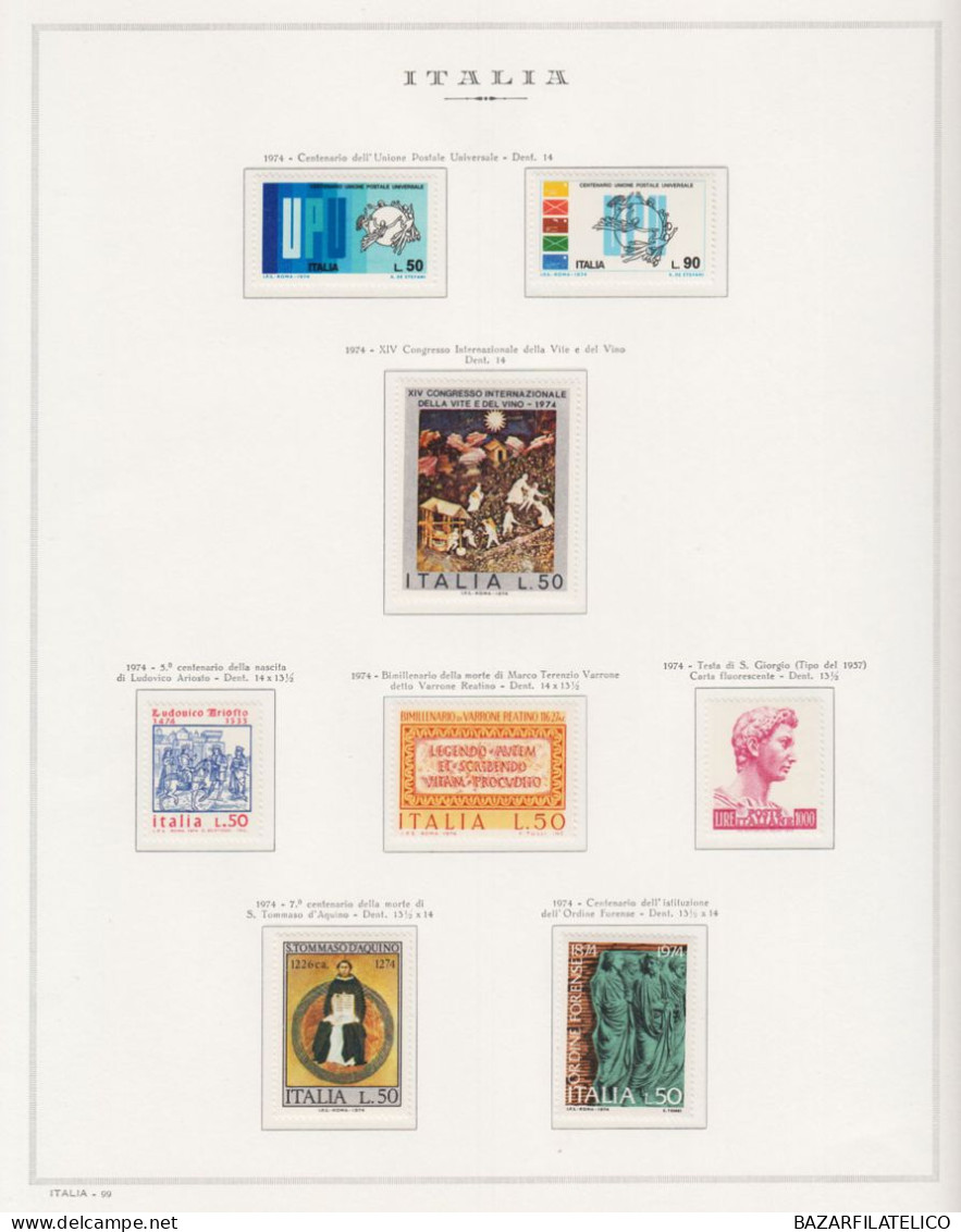 REPUBBLICA COLLEZIONE DAL 1945 AL 1998 COMPRESO ROSA B. FOGLIO G.I MNH** 4 CERT.