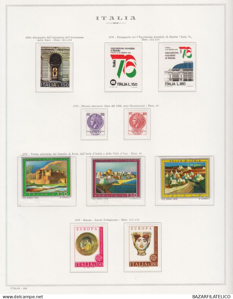 REPUBBLICA COLLEZIONE DAL 1945 AL 1998 COMPRESO ROSA B. FOGLIO G.I MNH** 4 CERT.