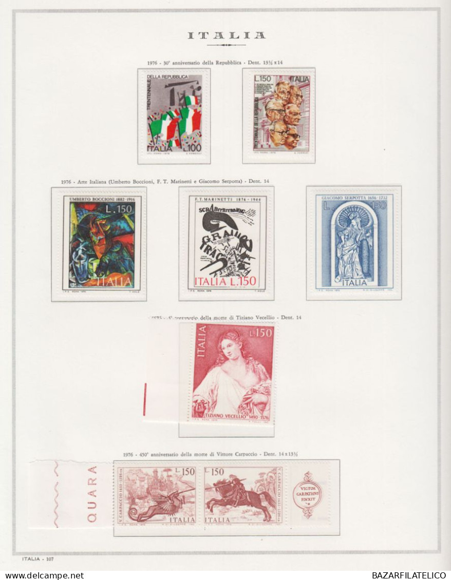 REPUBBLICA COLLEZIONE DAL 1945 AL 1998 COMPRESO ROSA B. FOGLIO G.I MNH** 4 CERT.