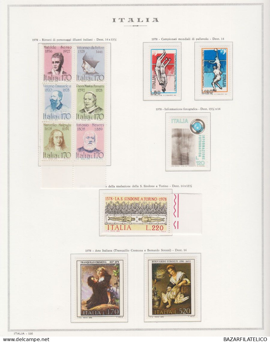 REPUBBLICA COLLEZIONE DAL 1945 AL 1998 COMPRESO ROSA B. FOGLIO G.I MNH** 4 CERT.