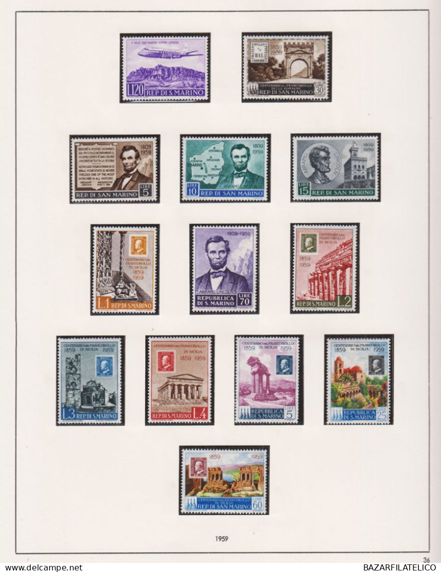 SAN MARINO COLLEZIONE AVANZATA DAL 1949 AL 1976 SU ALBUM G.I MNH**