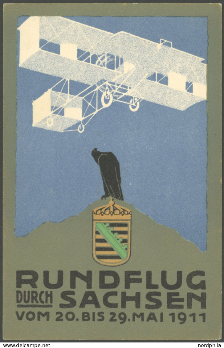 ALTE ANSICHTSKARTEN 1911, Rundflug Durch Sachsen Vom 20. Bis 29. Mai 1911, Ungebraucht, Pracht - Autres & Non Classés
