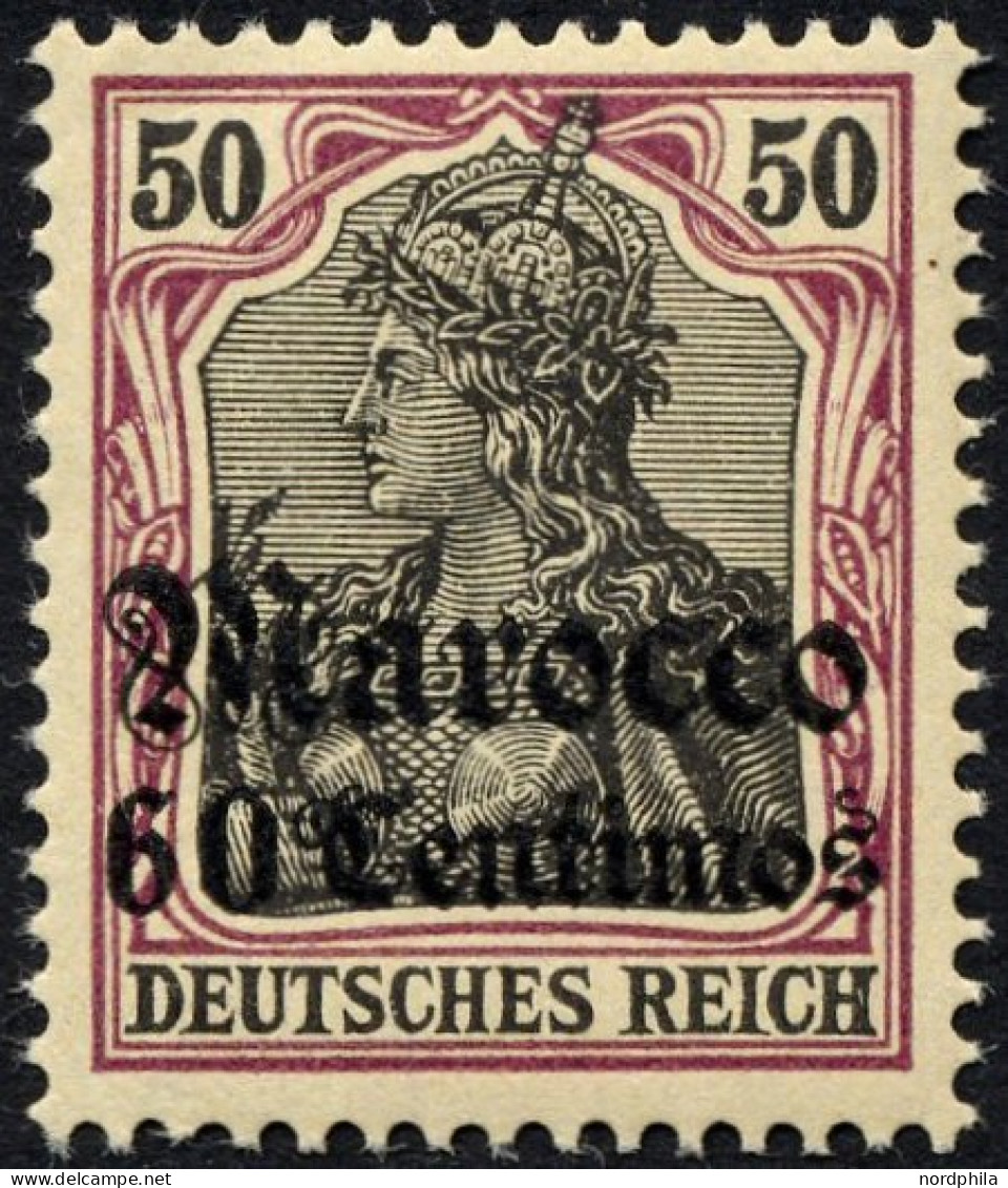 DP IN MAROKKO 28 , 1905, 60 C. Auf 50 Pf., Ohne Wz., Postfrisch, Pracht, Gepr. Bothe, Mi. 70.- - Morocco (offices)