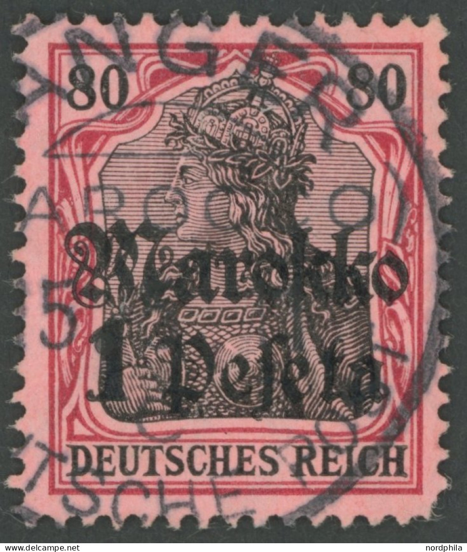 DP IN MAROKKO 54 O, 1911, 1 P. Auf 80 Pf. Mit Stempel TANGER C (CC!), Unten Rechts Eckzahnfehler Sonst Pracht - Deutsche Post In Marokko