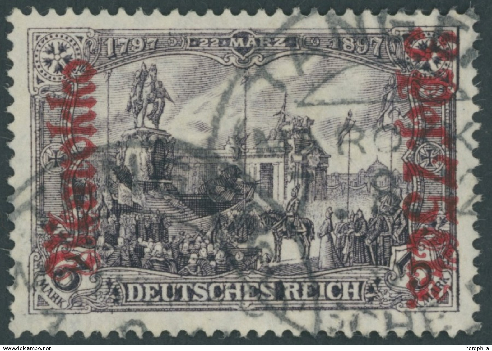 DP IN MAROKKO 57IA O, 1911, 3 P. 75 C. Auf 3 M., Friedensdruck, Feinst (kleine Helle Stelle), Mi. 260.- - Deutsche Post In Marokko