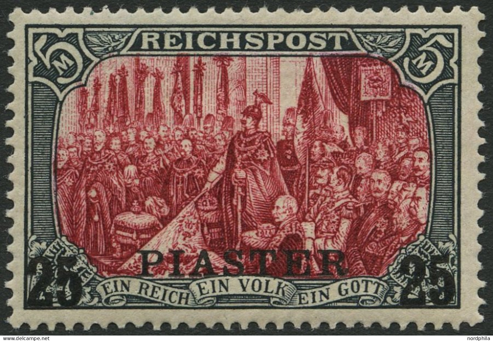 DP TÜRKEI 23I/IV , 1900, 25 PIA. Auf 5 M., Type I, Nachmalung Nur Mit Deckweiß, Falzrest, Pracht, Fotobefund Steuer, Mi. - Turkse Rijk (kantoren)