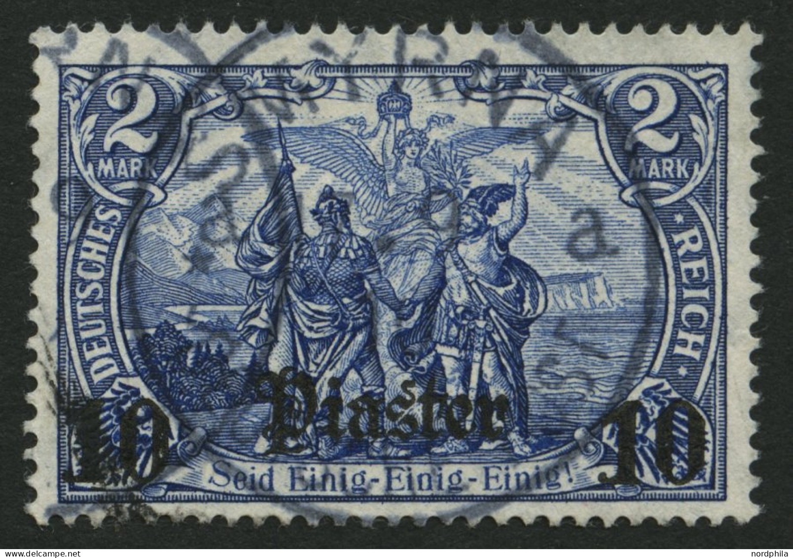 DP TÜRKEI 45 O, 1906, 10 Pia. Auf 2 M., Mit Wz., Pracht, Gepr. Bothe, Mi. 60.- - Turkse Rijk (kantoren)