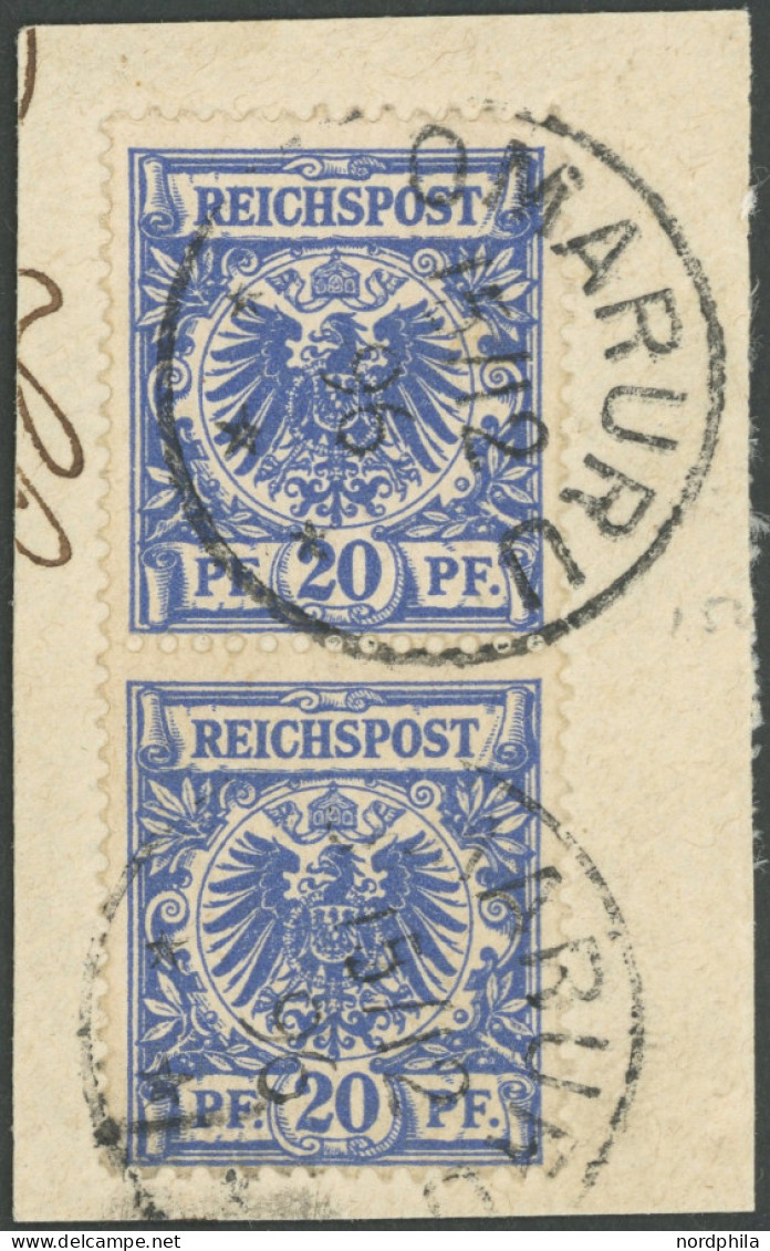 DSWA VS 48d Paar BrfStk, 1896, 20 Pf. Violettultramarin Im Senkrechten Paar Auf Leinenbrief Mit Stempel OMARURU, Pracht - Sud-Ouest Africain Allemand