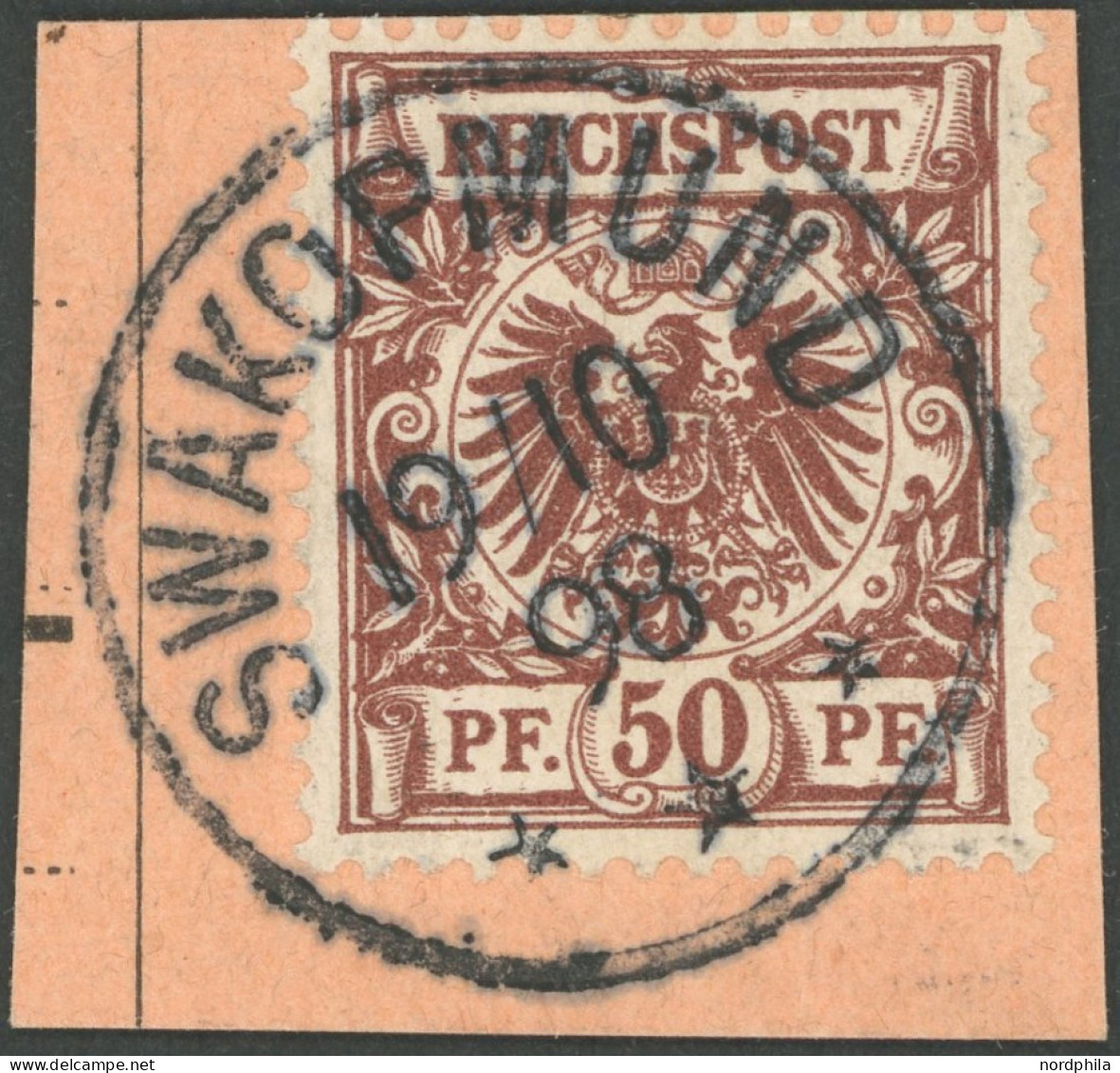 DSWA M 50d BrfStk, 1898, 50 Pf. Lebhaftrötlichbraun Mit Stempel SWAKOPMUND, Postabschnitt, Kabinett - German South West Africa